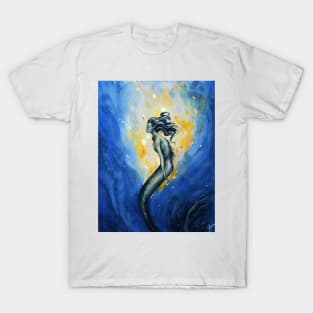 The Light Within - Watercolor Mermaid Painting with Gold details T-Shirt